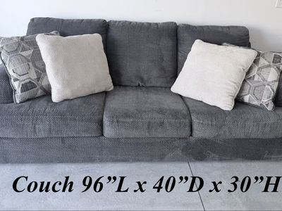 Ashley Furniture Fabric Couch and Loveseat Set - Bluish Gray