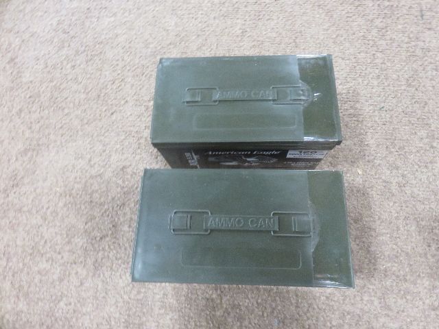 2 SEALED PLASTIC AMMO CAN STYLE CONTAINERS WITH 120 ROUNDS EACH OF AMERICAN EAGLE 5.56 55 GRAIN SM193 AMMO - 240 ROUNDS TOTAL