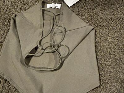 Zara Olive Green Halter Neck Bodysuit - Size Small with Open Back and Tie Straps