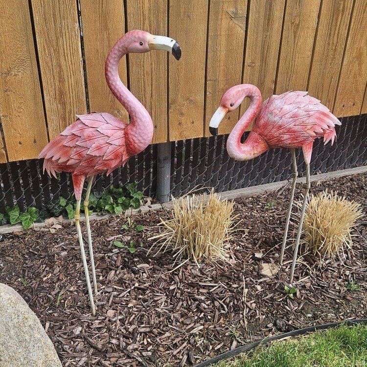 Metal Flamingos
