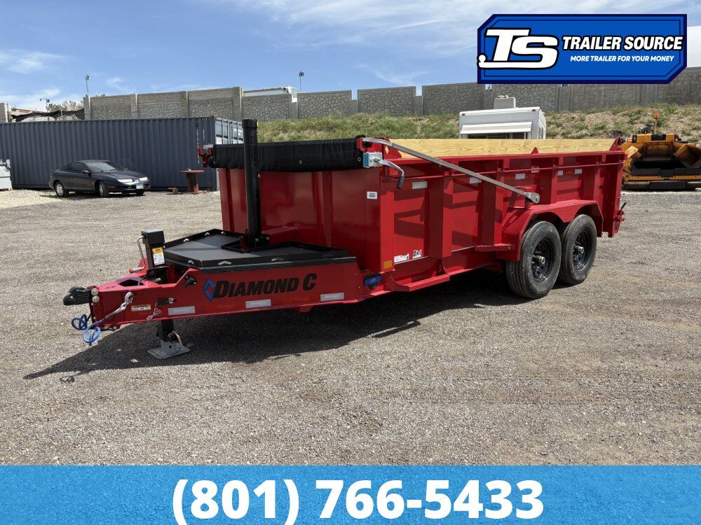 7x14 Diamond C LPT 207 Dump Trailer - 32" Sides - 15.5K GVWR - 14 Ply Tires, Board Brackets, Long Arm Tarp