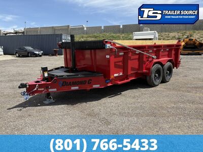 7x14 Diamond C LPT 207 Dump Trailer - 32" Sides - 15.5K GVWR - 14 Ply Tires, Board Brackets, Long Arm Tarp