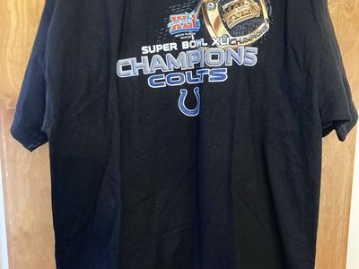 Super Bowl XLI Champions Indianapolis Colts Ajestic Black T-Shirt Mens L