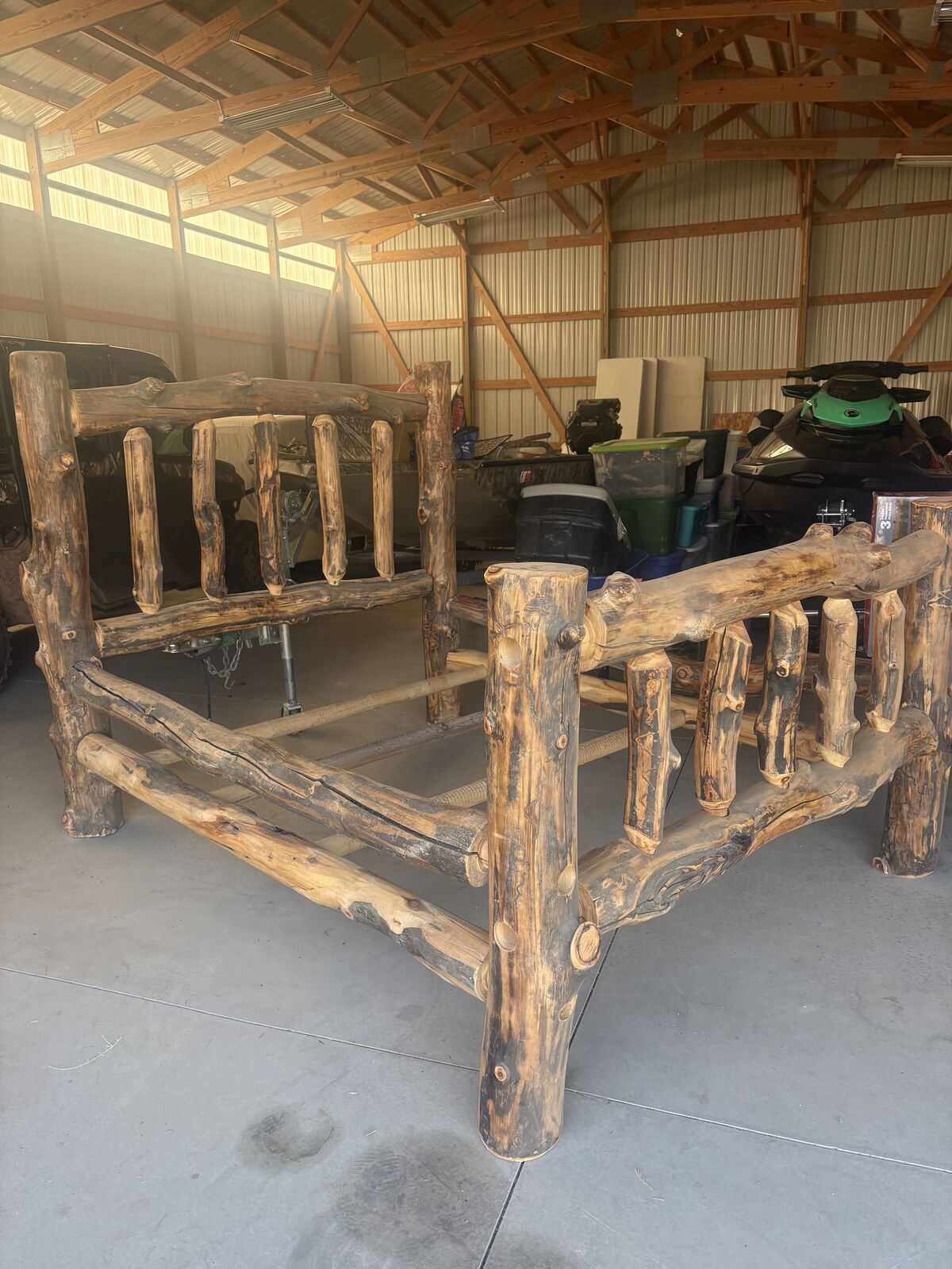 Handmade Queen Log Bed