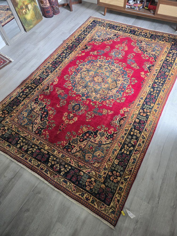 Radiant Handwoven Wool Rug, Persian Sabzevar, 6'3" x 9'7"