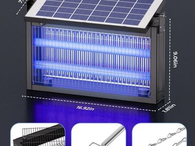Solar Powered Outdoor Bug Zapper IPX4 Water Resistant with Ground Stake & Hanging Chain