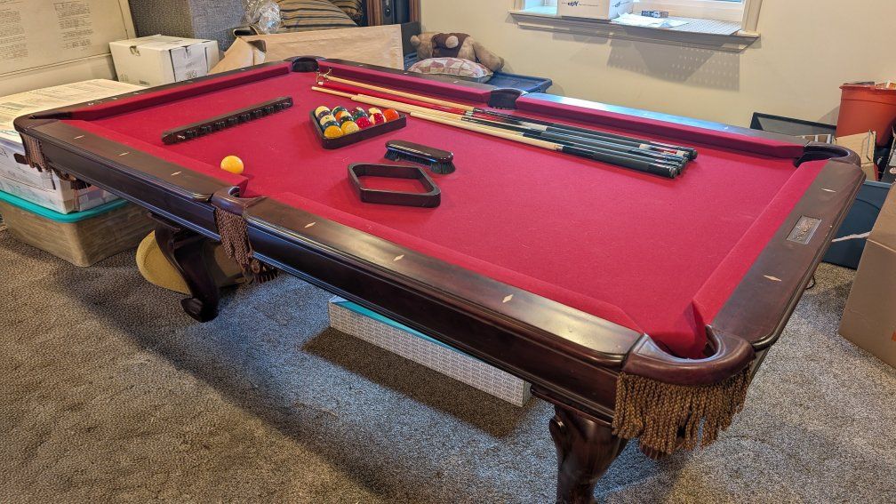 Used 7 foot Pool Table with Accessories - Cues, Balls, Rack, Brush
