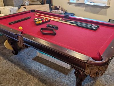 Used 7 foot Pool Table with Accessories - Cues, Balls, Rack, Brush