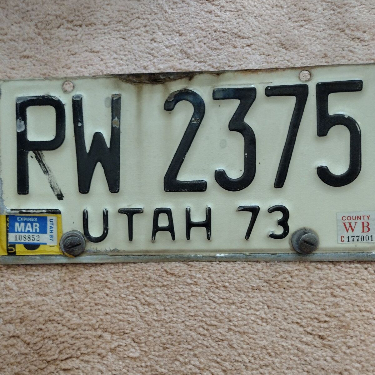 Utah Licence Plate 1973