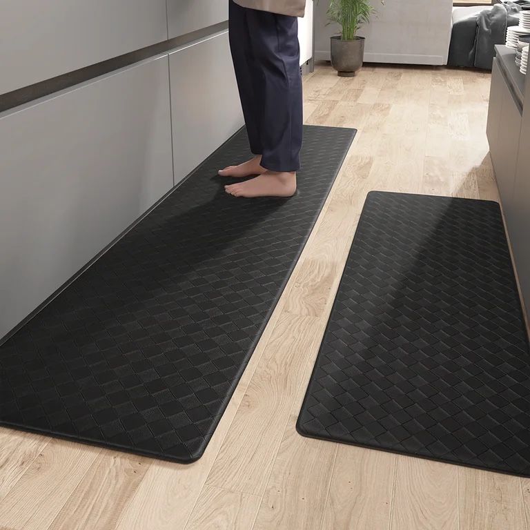 2-Pack Black Anti-Fatigue Mat Waterproof Kitchen