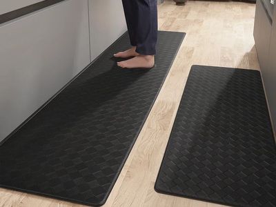 2-Pack Black Anti-Fatigue Mat Waterproof Kitchen