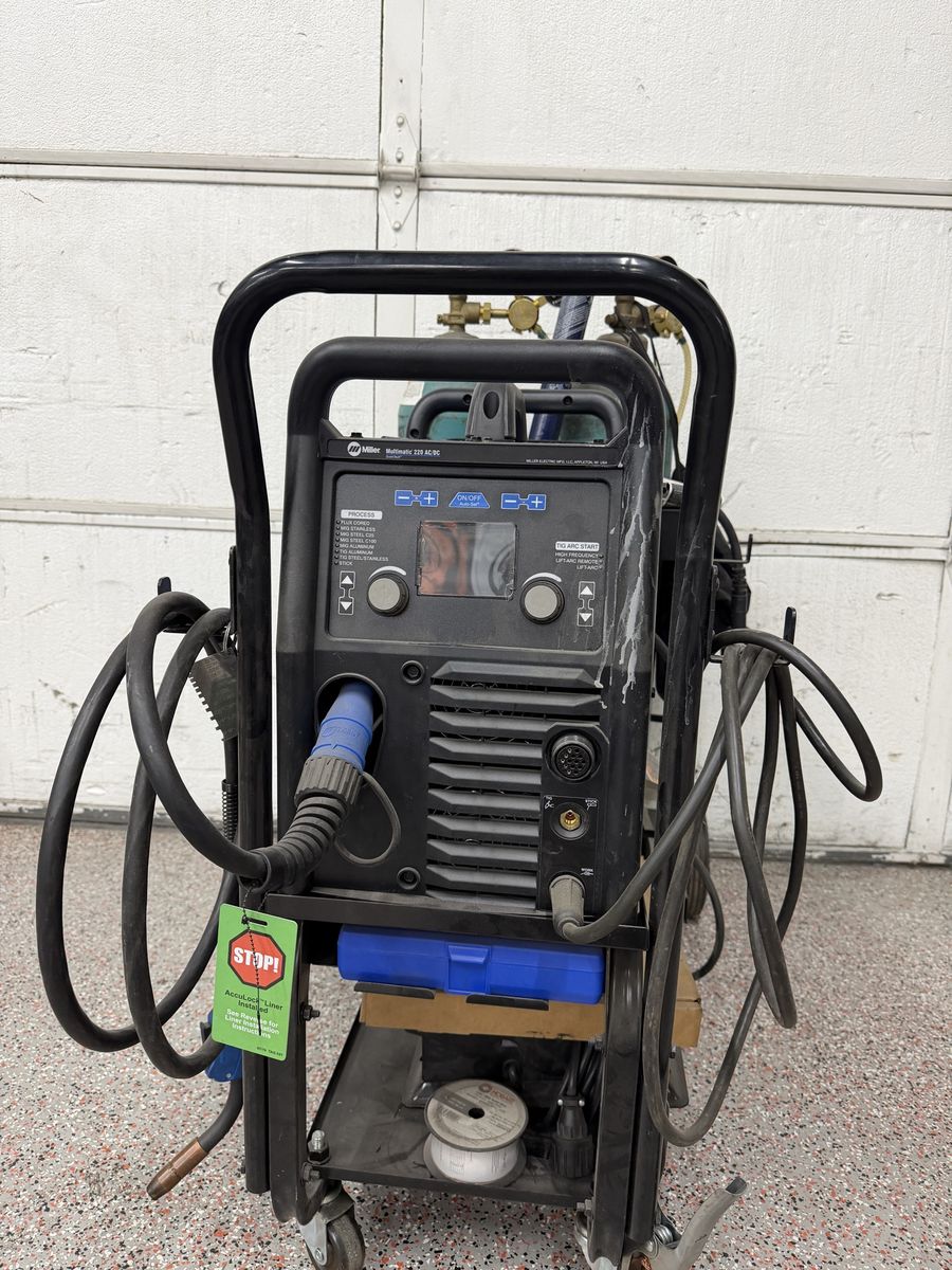 Miller Multimatic 220 AC/DC Multiprocess Welder with Cart and Tanks - Excellent Condition