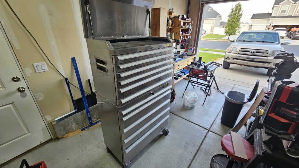 Waterloo Fortress Stainless Steel Rolling Tool Chest Combo, 36 In. Wide, Multi-Drawer Tool Cabinet