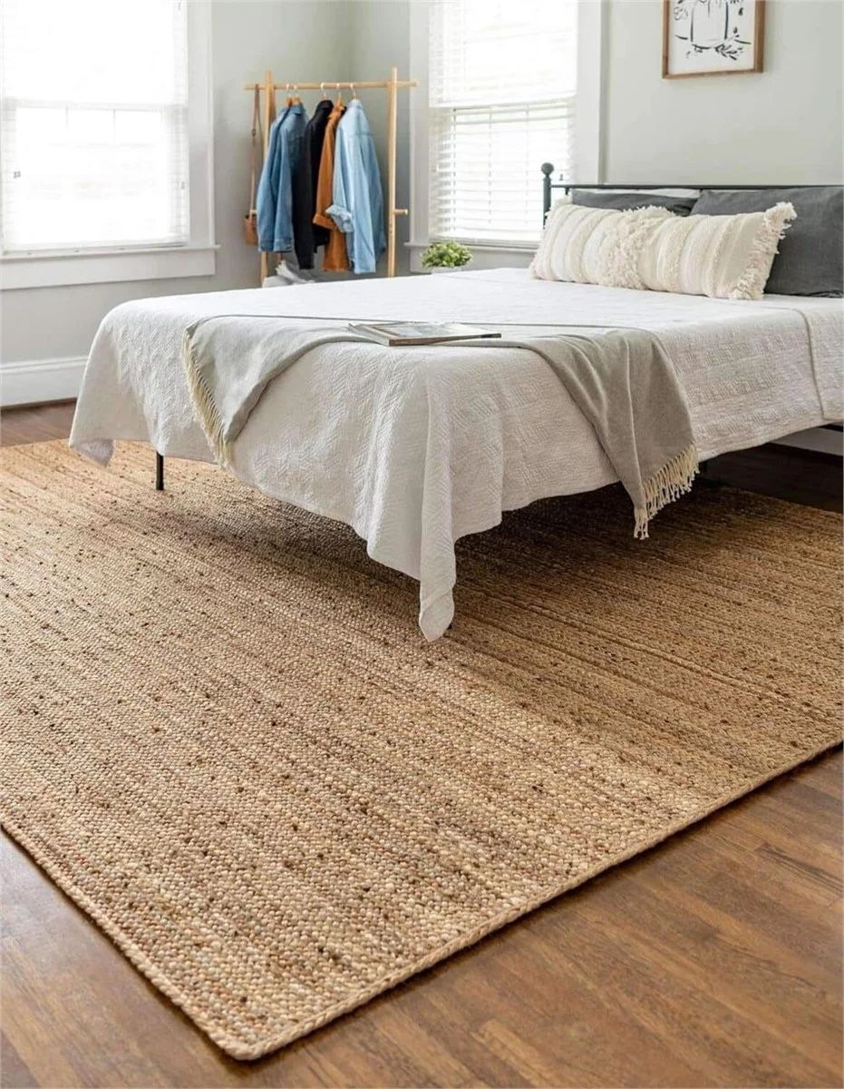 Hand Woven Jute Rug 6x9, Reversible Rug