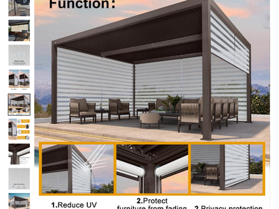 Pergola Outdoor Roll Down Shades
