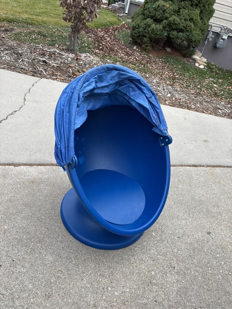 Ikea blue egg chair for kids