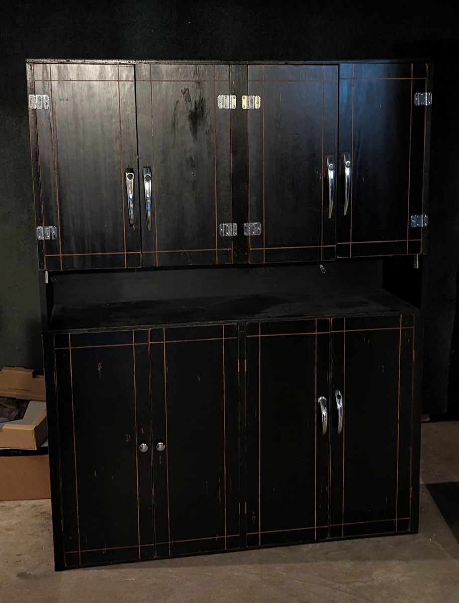 Freestanding Black Wood Storage Cabinet - 48" W x 62" H