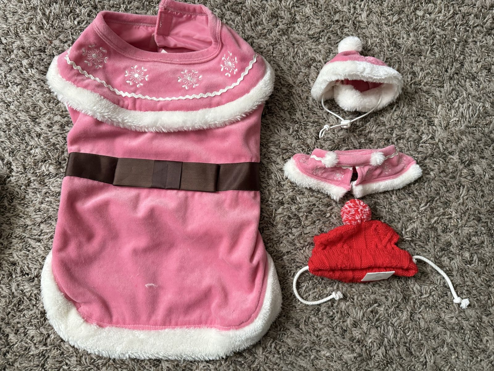 Christmas theme 2 pet set medium dog dress and sma
