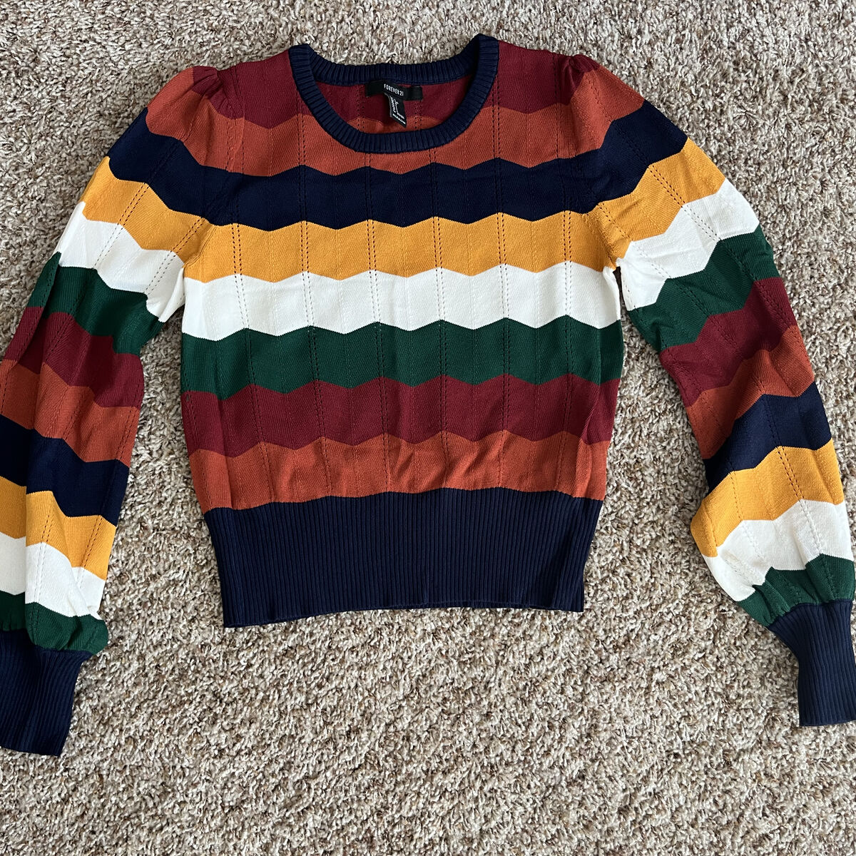 Forever 21 Chevron Striped Sweater Size Large