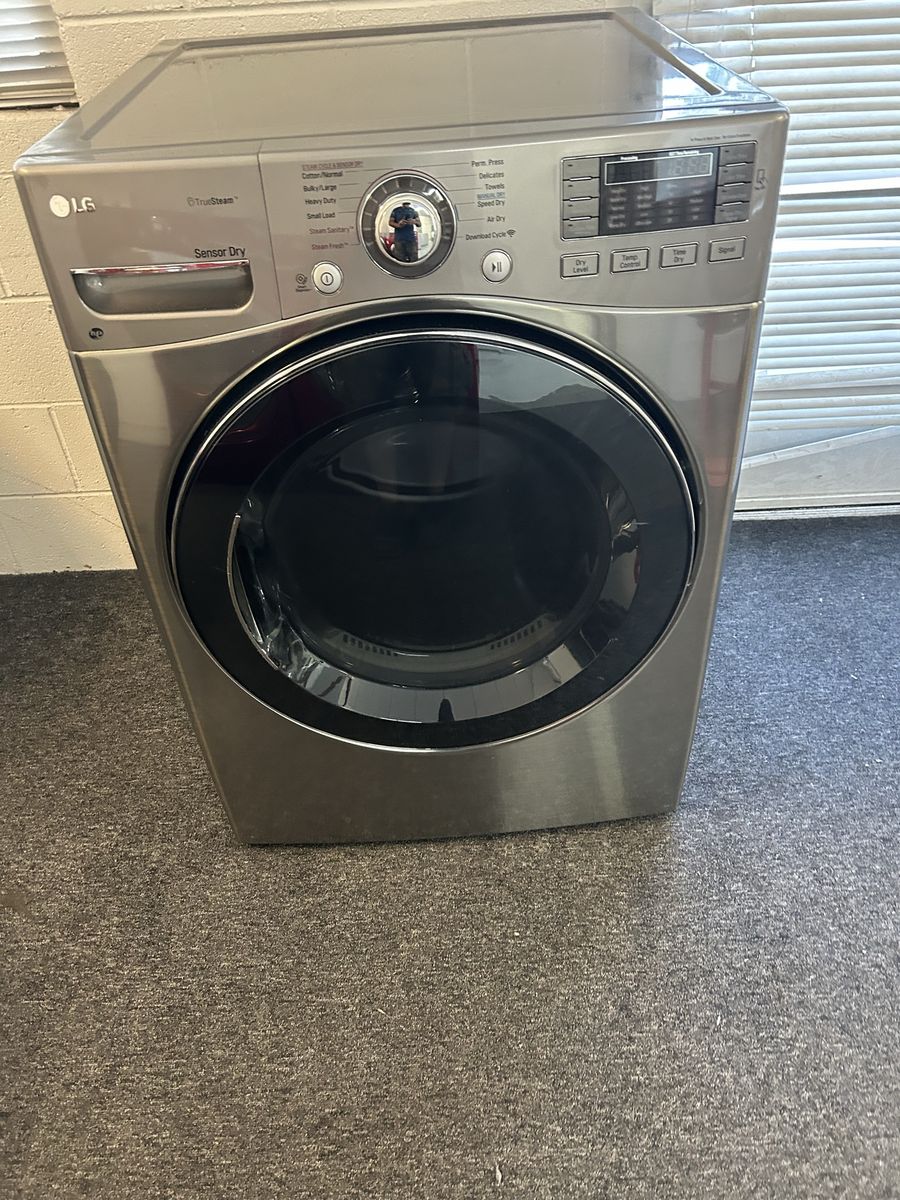 LG stainless electric dryer with steam refresh option
