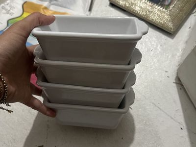 Set of 4 White Ceramic Rectangular Ramekins/Baking Dishes
