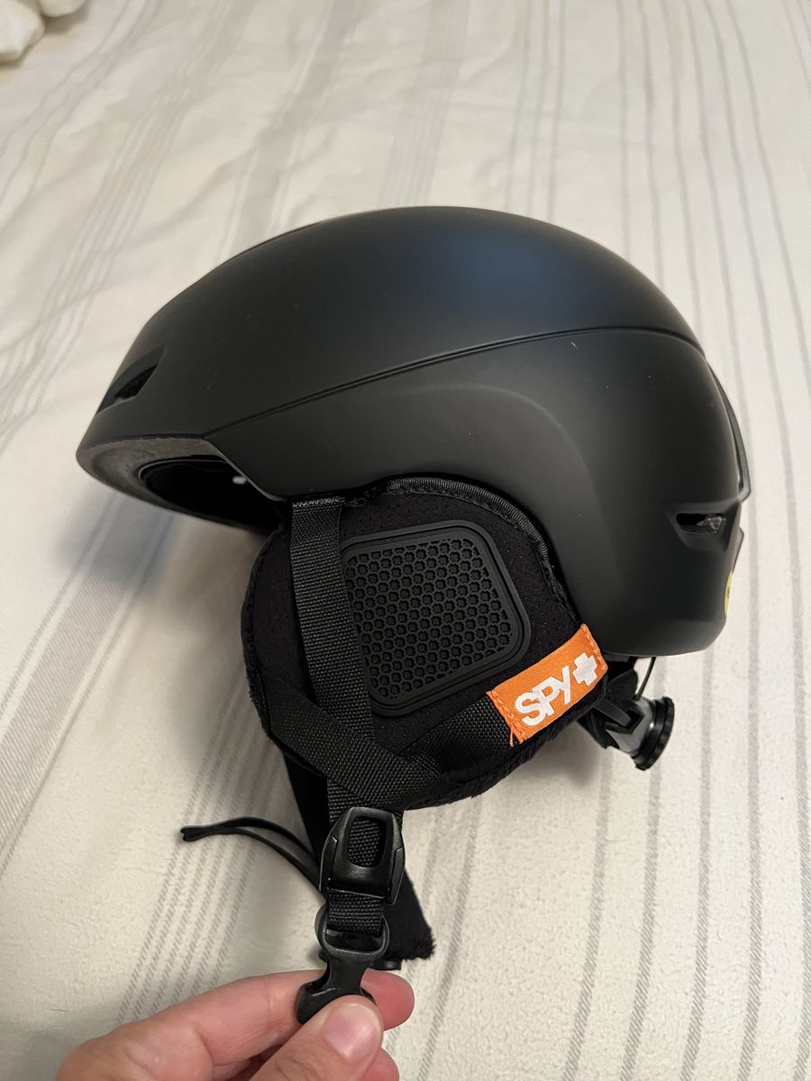 Spy+ Matte Black Ski and Snowboard Helmet with Ear Flaps