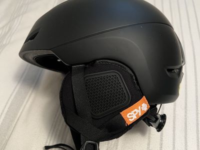 Spy+ Matte Black Ski and Snowboard Helmet with Ear Flaps