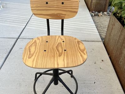 Industrial Style Wooden and Metal Drafting Chair