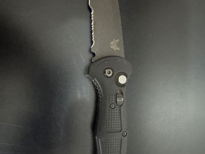 Benchmade Auto 9070SBK Claymore Knife - Black, Partially Serrated Edge