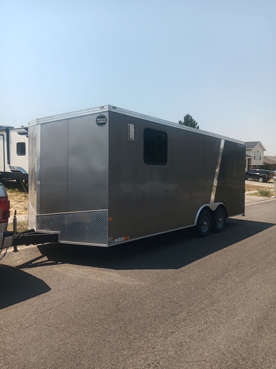 Wells Cargo Road Force Enclosed Cargo Trailer - Gray/Charcoal- 8.5x20x 7.5 Tall Deluxe