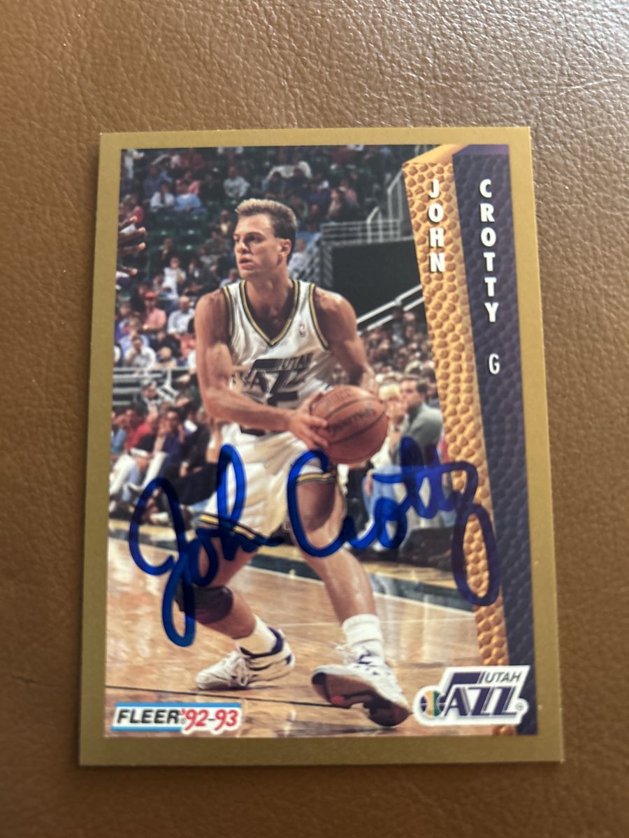 John Crotty Autographed Fleer 92-93 Utah Jazz Basketball Card - Hand Signed NBA Collectible