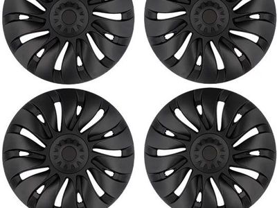 Ompton 4PCS 19" Matte Black Hub Cap Replacement for Tesla Model Y 2023 Wheel Hubcap