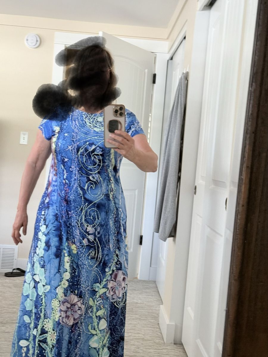 Blue Floral Maxi Dress, Size L