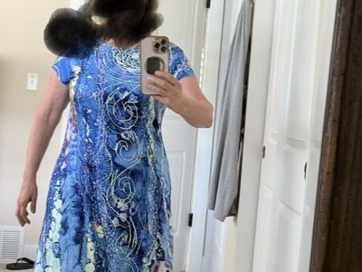 Blue Floral Maxi Dress, Size L