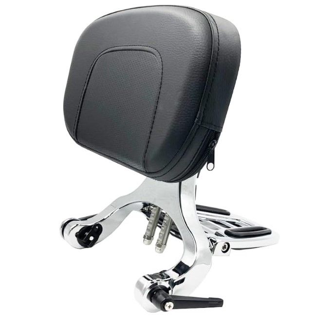 Harley/Indian/BMW R18/Honda- Adjustable Sissy Bar Backrest With Folding Luggage Rack, Chrome