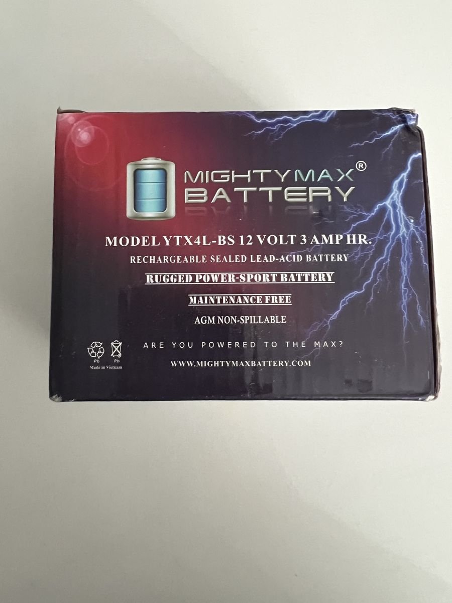 Mighty Max Battery YT4L-BS 12V 3AH Sealed Lead-Acid (SLA) Rugged Power-Sport Battery