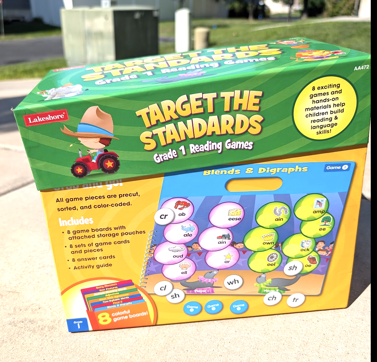 Lakeshore Target the Standards Grade 1 Reading Games: ELA Activities, Blends, Digraphs, Adjectives
