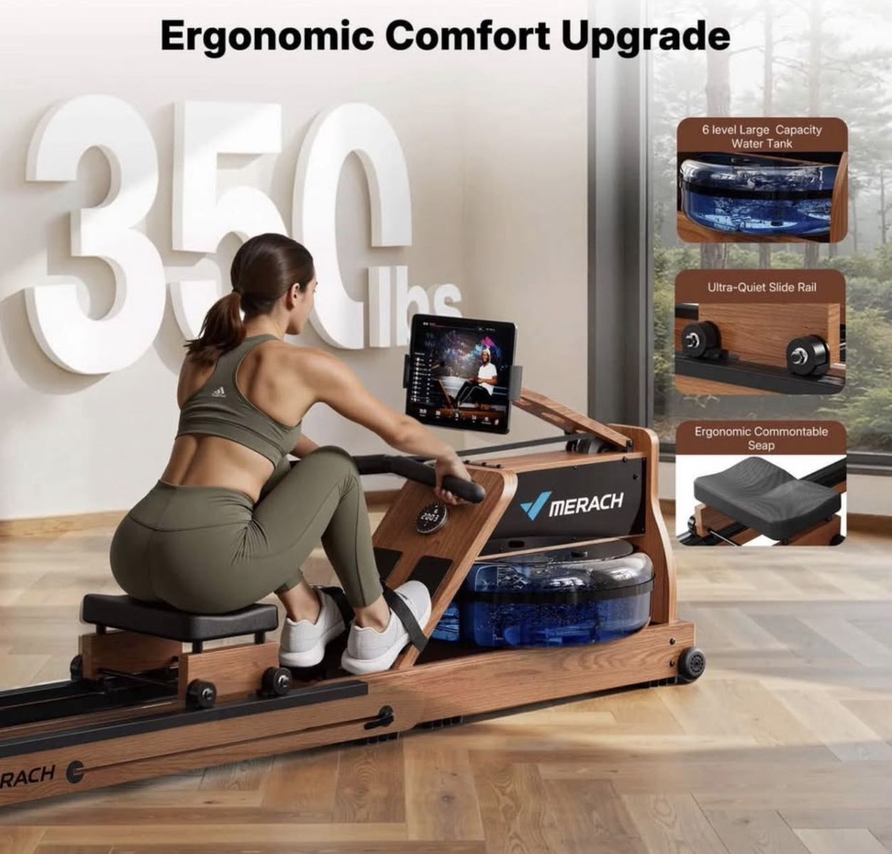 ( New in Box) MERACH MR-950 Dual Water & Electromagnetic Rowing Machine