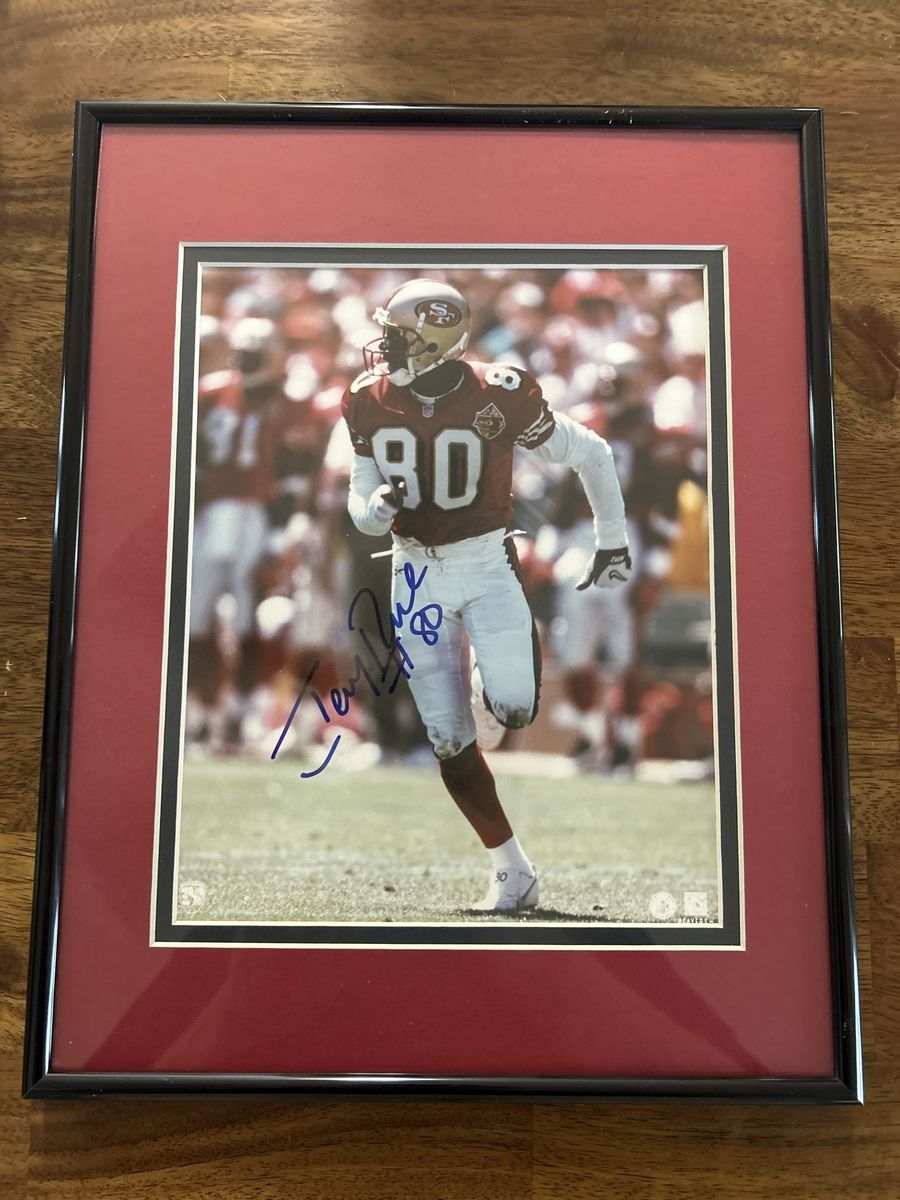 11x14 Hand Signed Auto Framed & Double Matted Jerry Rice NFL San Francisco 49ers Autographed 8x10 Photo w/COA Sticker affixed.
