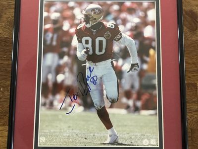 11x14 Hand Signed Auto Framed & Double Matted Jerry Rice NFL San Francisco 49ers Autographed 8x10 Photo w/COA Sticker affixed.