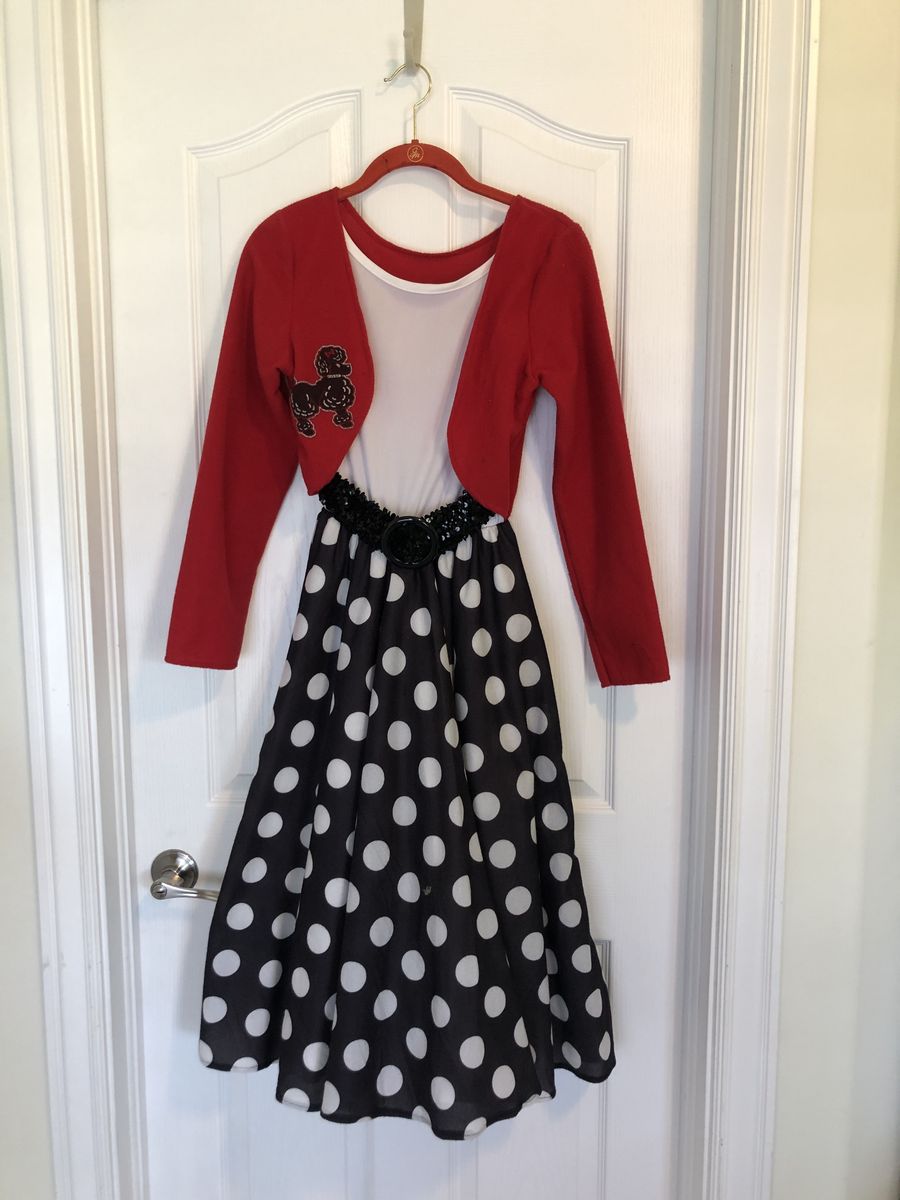 Red, Black & White Polka Dot Poodle Dress with Matching Bolero