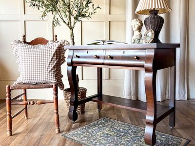 *FREE DELIVERY* Antique Walnut Burl Flame Desk