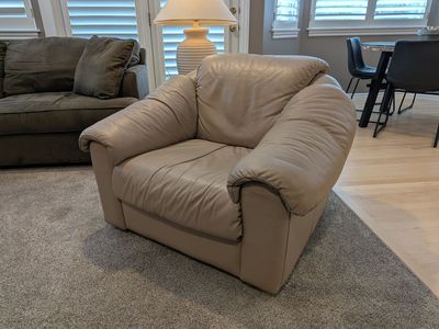 Leather overstuffed chair