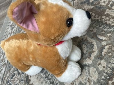 Build A Bear Corgi Brown White Dog 14" Long Stuffed Animal Plush With Collar