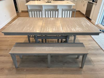 Farmhouse, grey stained kitchen table