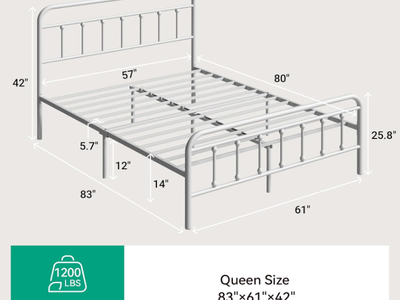 New in box Queen Size Metal Bed Frame