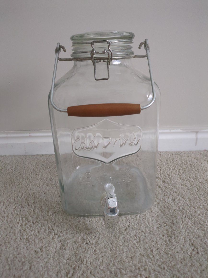 Vintage-Style Glass Cold Drink Dispenser with Spigot & Wire Handle, Q Glassware