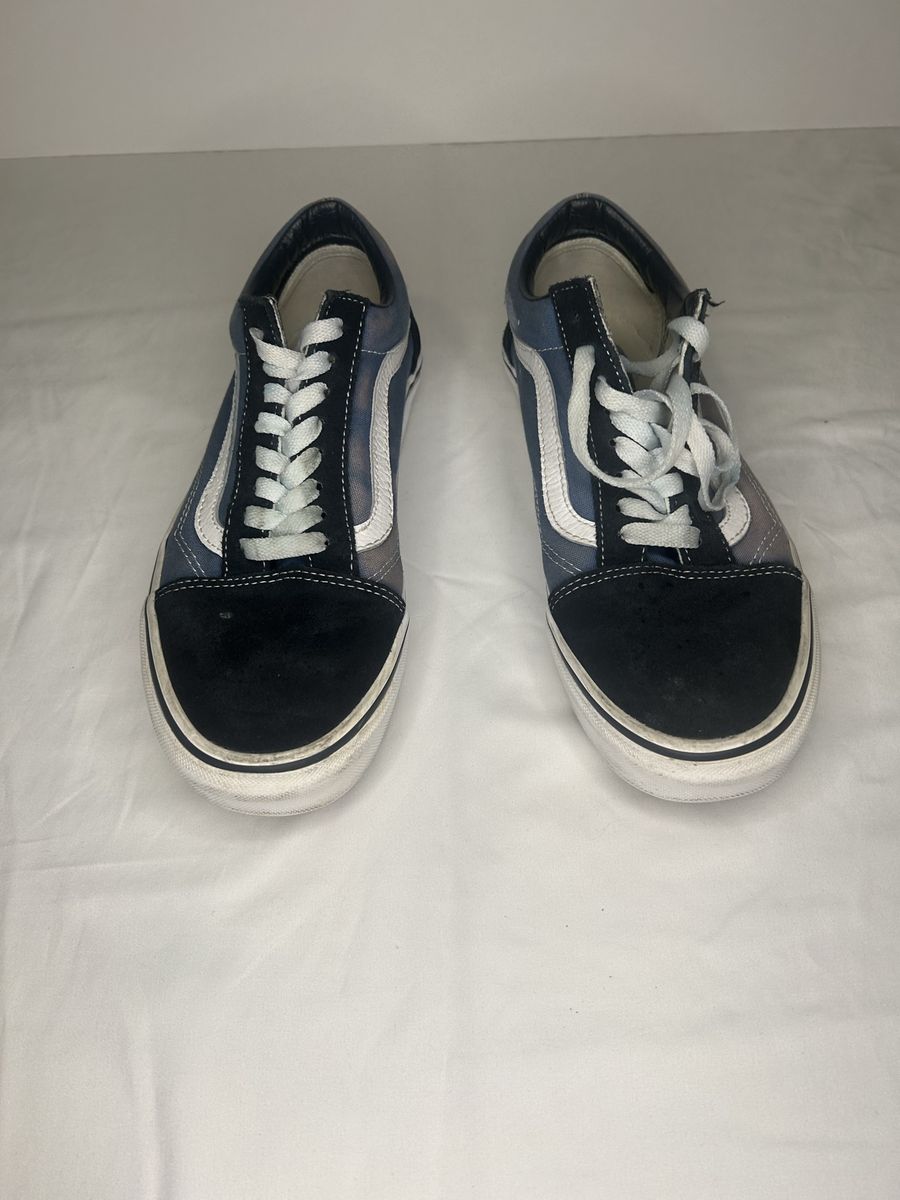 Vans Old Skool Blue/Black Canvas & Suede Sneakers - Classic Unisex Skate Shoes