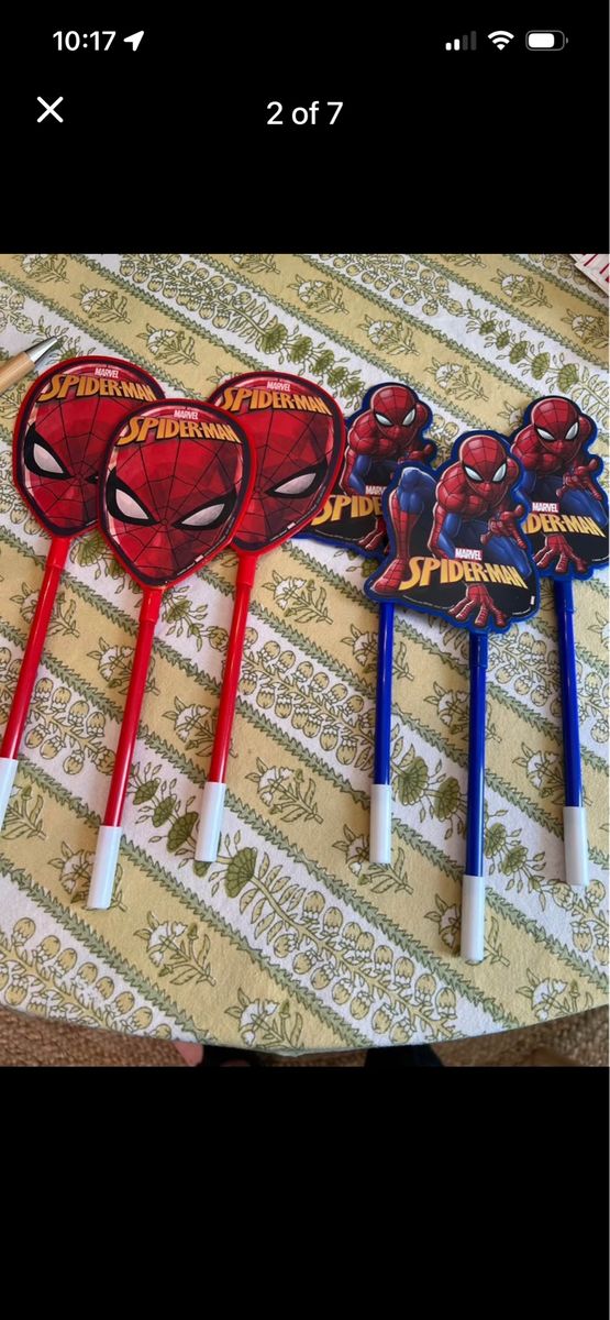 Lot of SpiderMan party favors 