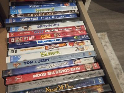 Assorted DVD Movie Collection - Shrek, James Bond, Disney, Family, Action, Comedy, Drama Films over 50 dvds kids. comedy to chur